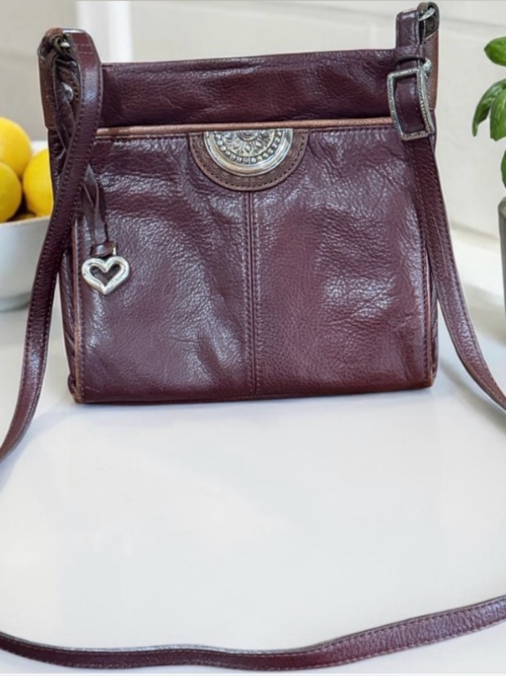 Brighton’s Shiloh  Crossbody Bag in Deep Burgundy with built in wallet. F204399